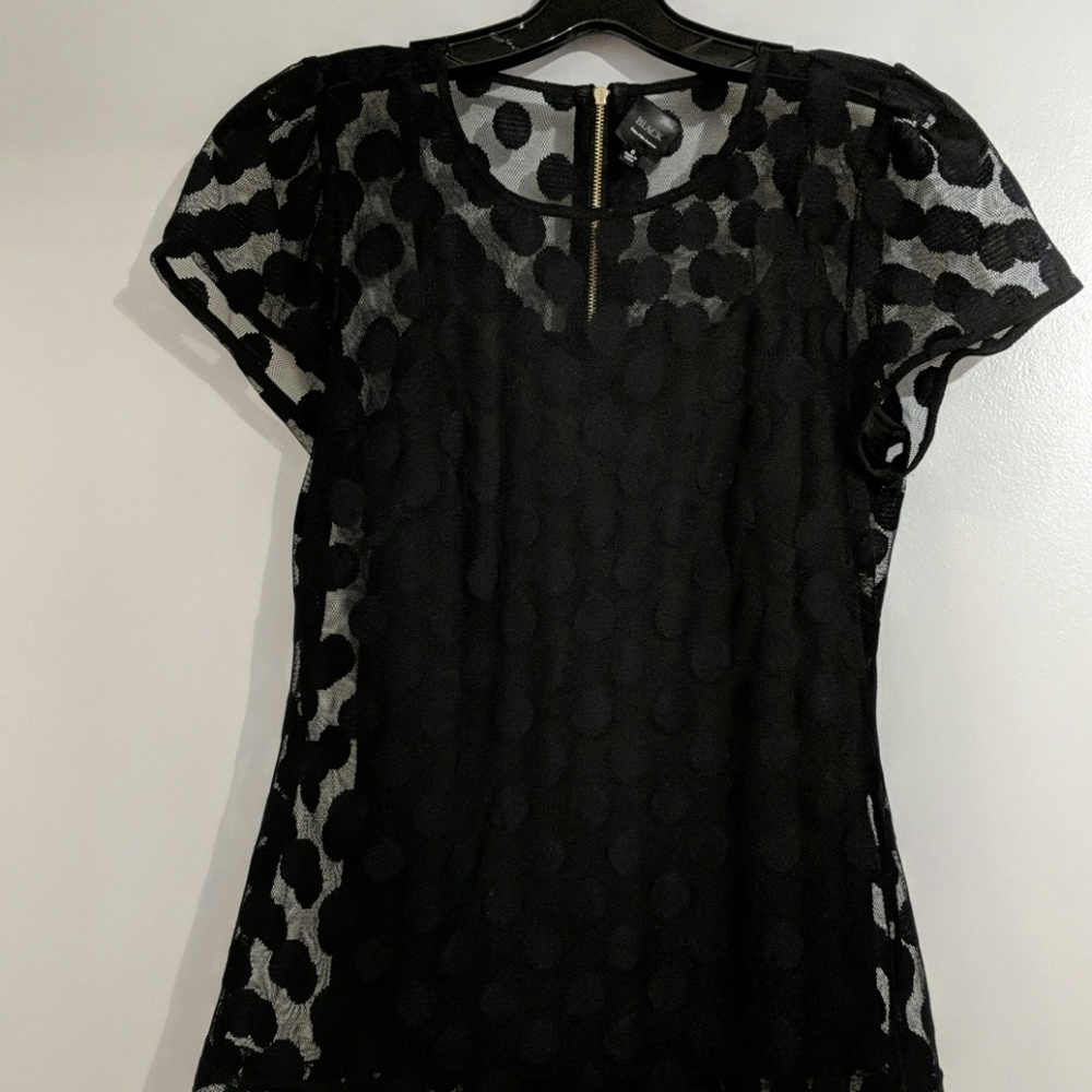 Black polka dot see through shirt